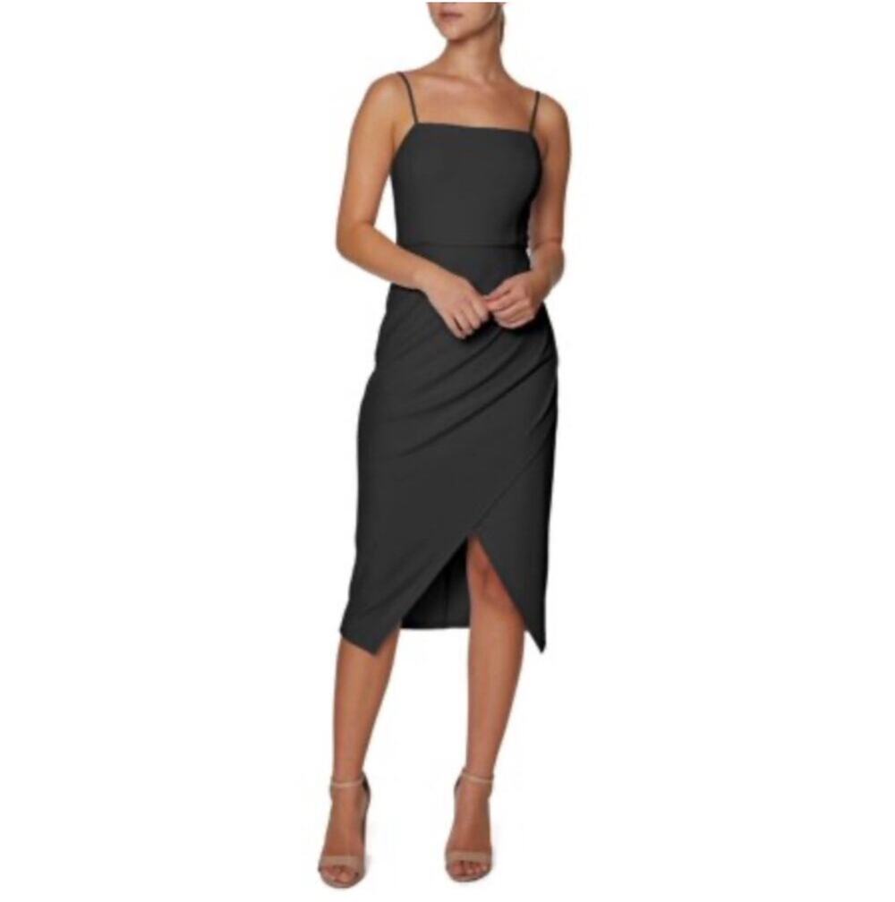 Laundry by Shelli Segal Black Cocktail Dress Sleeveless Midi Sheath Size 14